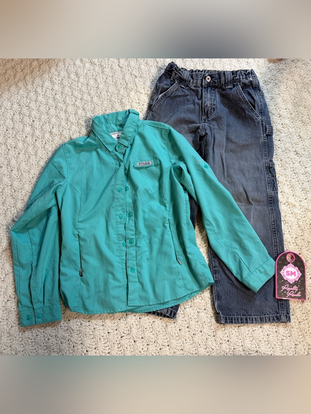 Columbia Kids Teal Button-Front Rain Jacket